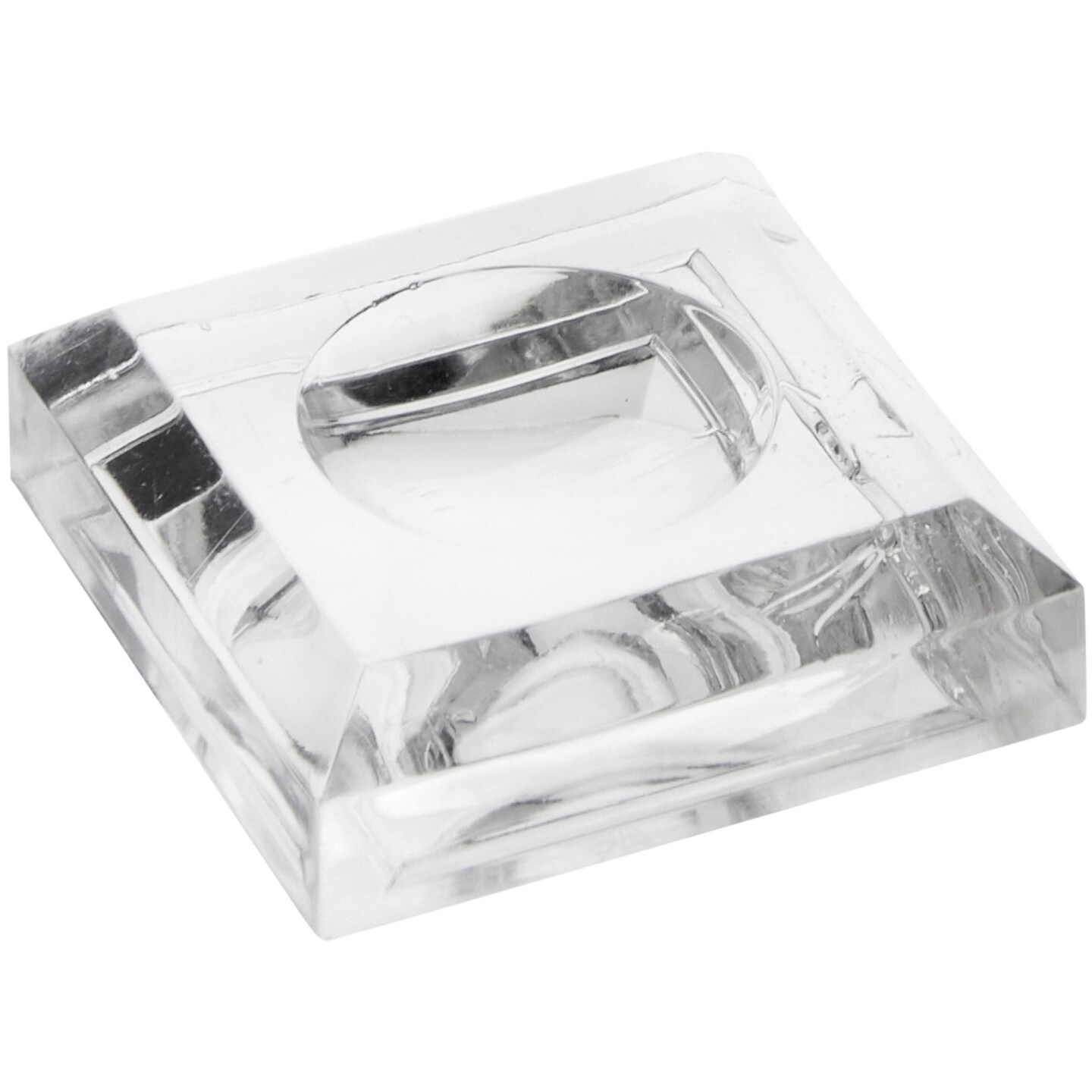 Plymor Clear Acrylic Square Display Base with Indented Circle to Hold Egg, Marble, Ball or Sphere, 1.5" W x 1.5" D x 0.5" H (0.875" Circle)