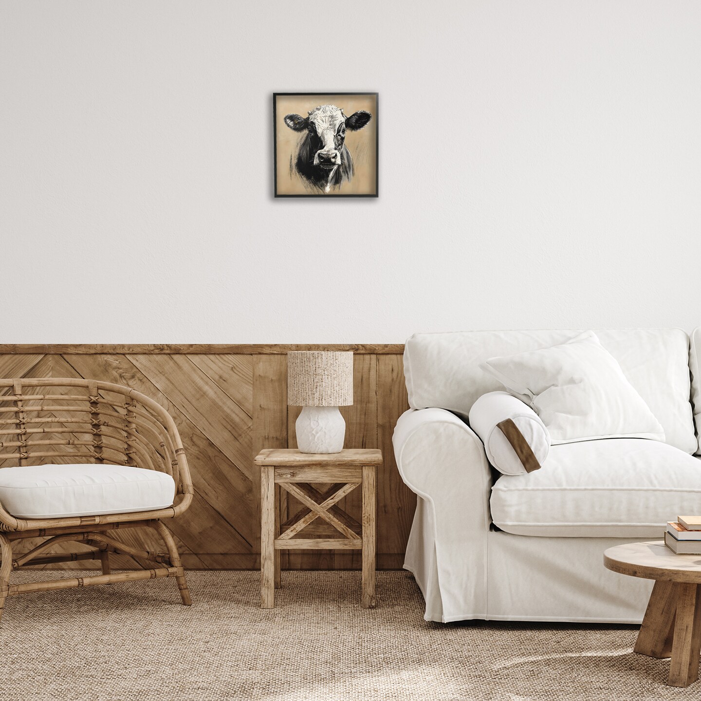 Stupell Industries Dairy Cow Brushed Portrait Black Framed Giclee Art, design by Creative Studio