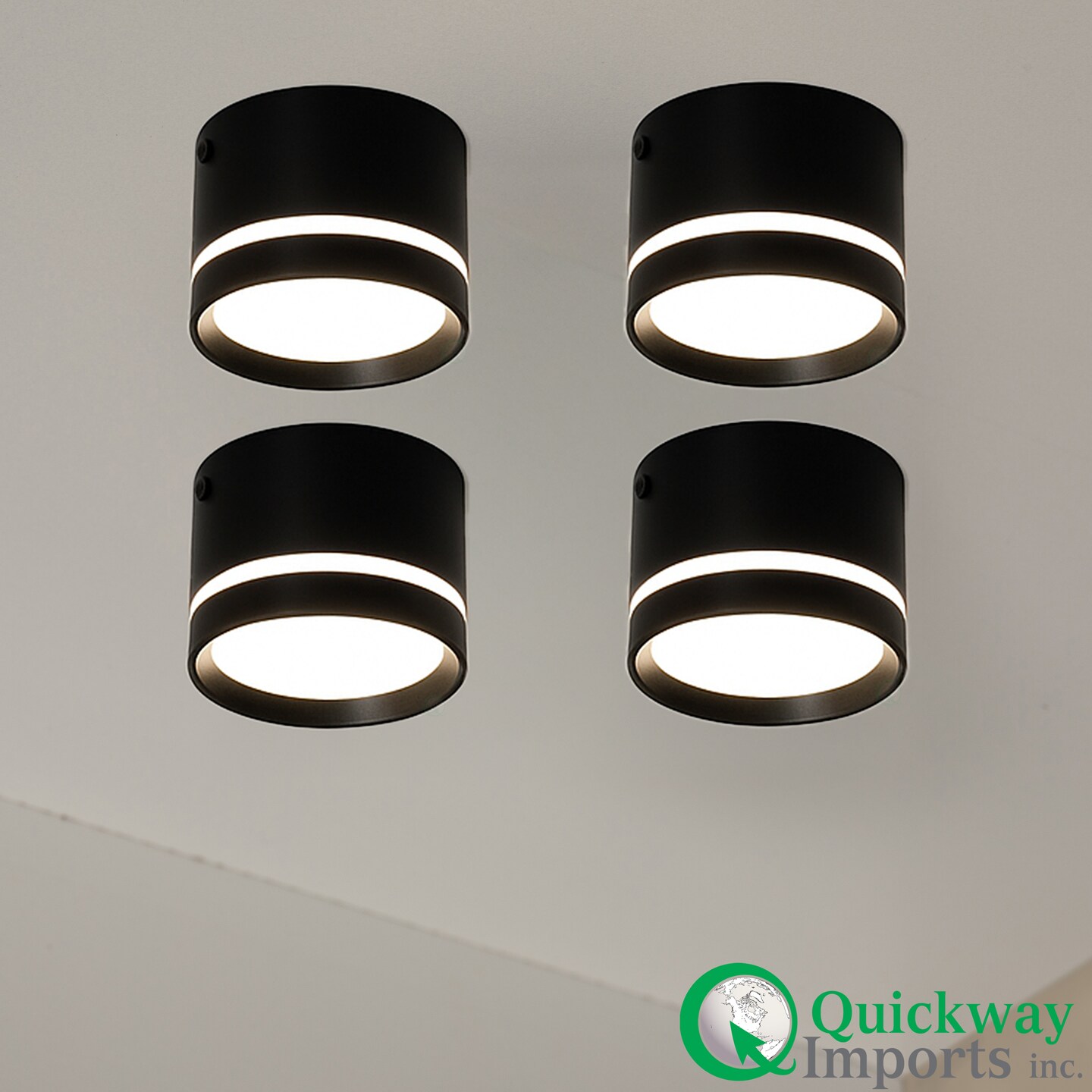 Quickway Imports 15W Surface-Mounted LED Cylinder Downlight Modern 4000K White Spotlight Black Aluminum Frame Perfect for Residential & Commercial Interiors Including Homes Offices & Retail Spaces