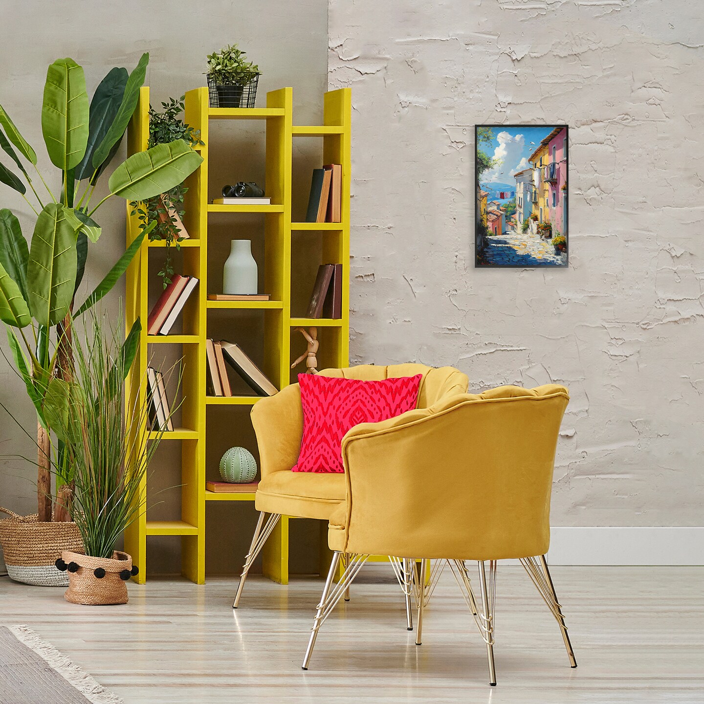 Stupell Industries Colorful Coastal Town Black Framed Giclee Art, design by Creative Studio