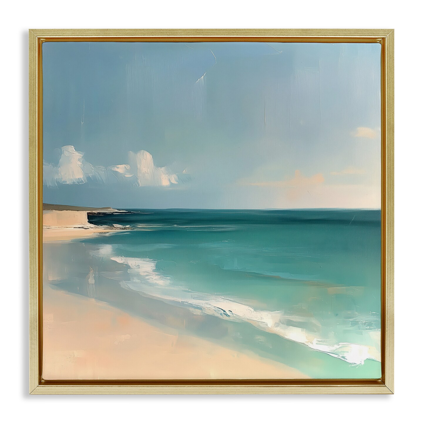 Stupell Industries Expressive Turquoise Horizon Black Framed