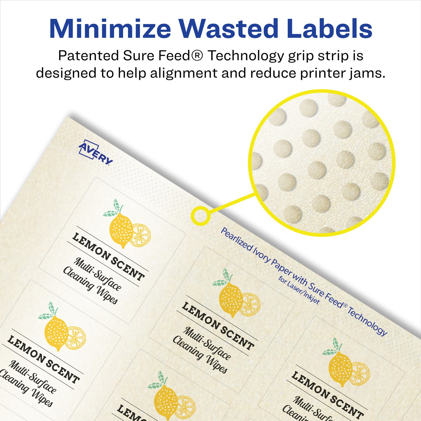 Avery Pearlized Ivory Square Labels with Sure Feed Technology, Print-to-the-Edge, 1.5" x 1.5"