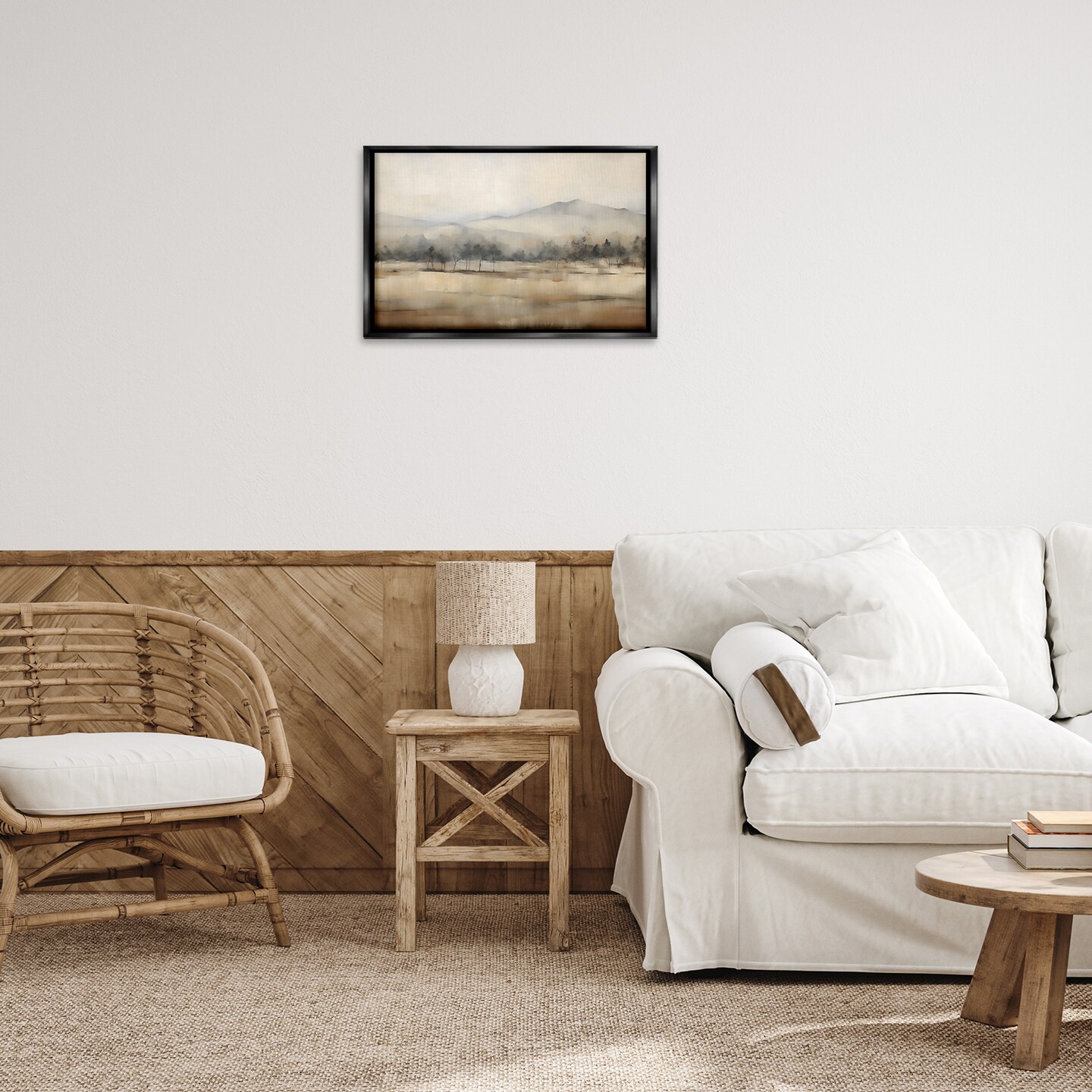 Stupell Industries Distant Tree Covered Mountain Black Framed Floater Canvas Wall Art, design by Creative Studio