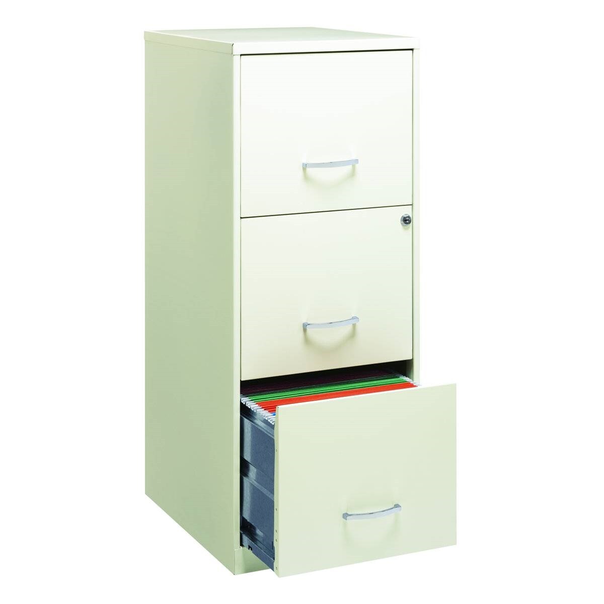 White 3-Drawer Steel Vertical Filing Cabinet with Locking Drawers for Secure Document Storage