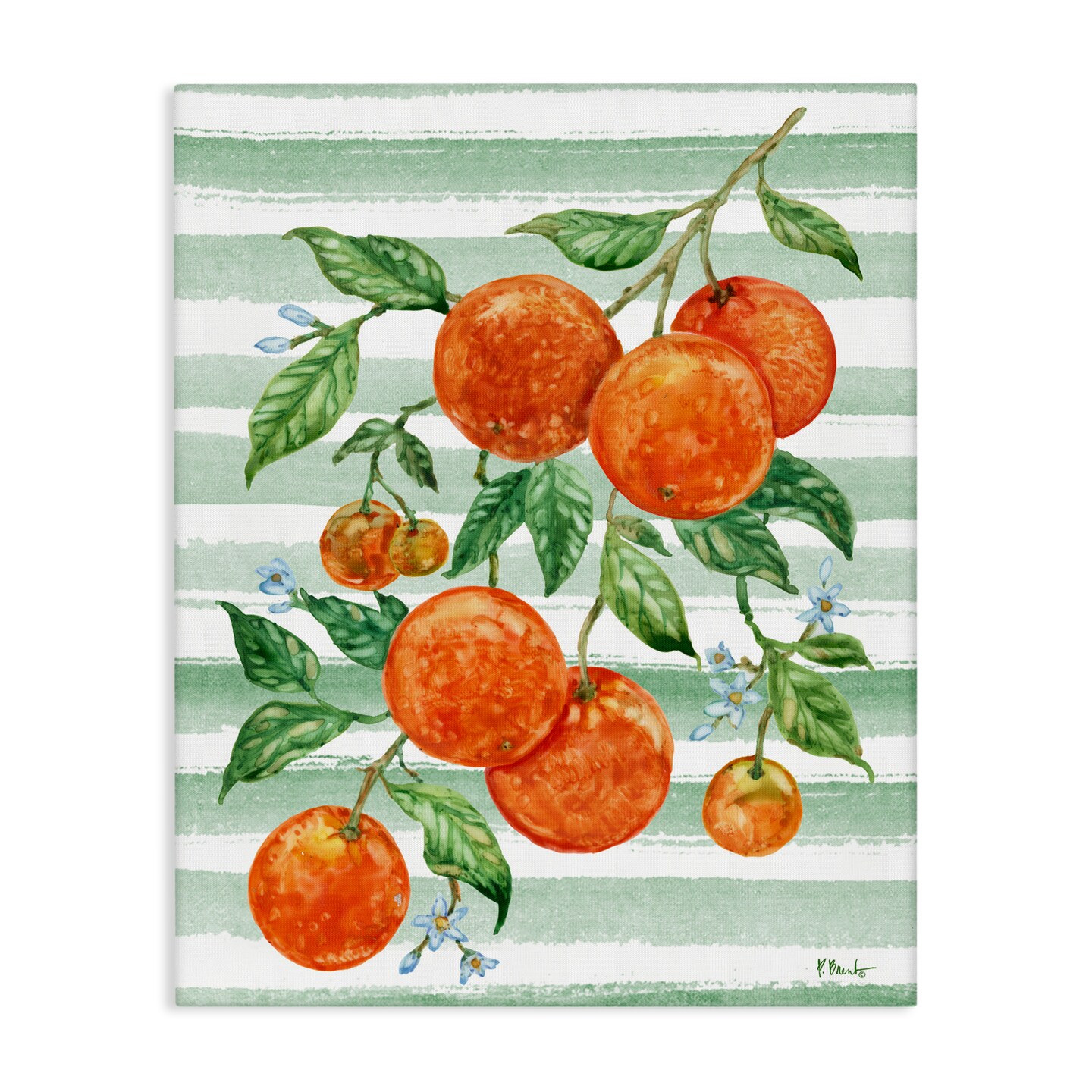 Stupell Industries Juicy Orange Vine & Stripes Canvas Wall Art, design by Paul Brent