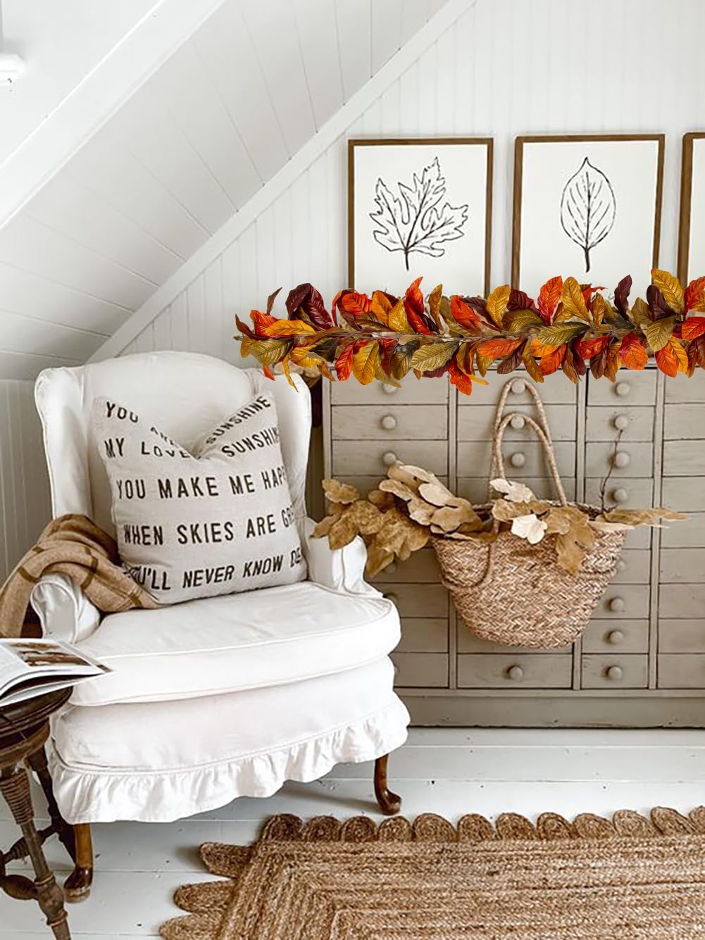 2 Pack Fall Magnolia Leaves Garland, 5.5Ft/Piece Artificial Autumn Leaves(Fall Magnolia Garland)13.15 x 10.47 x 3.94 inches