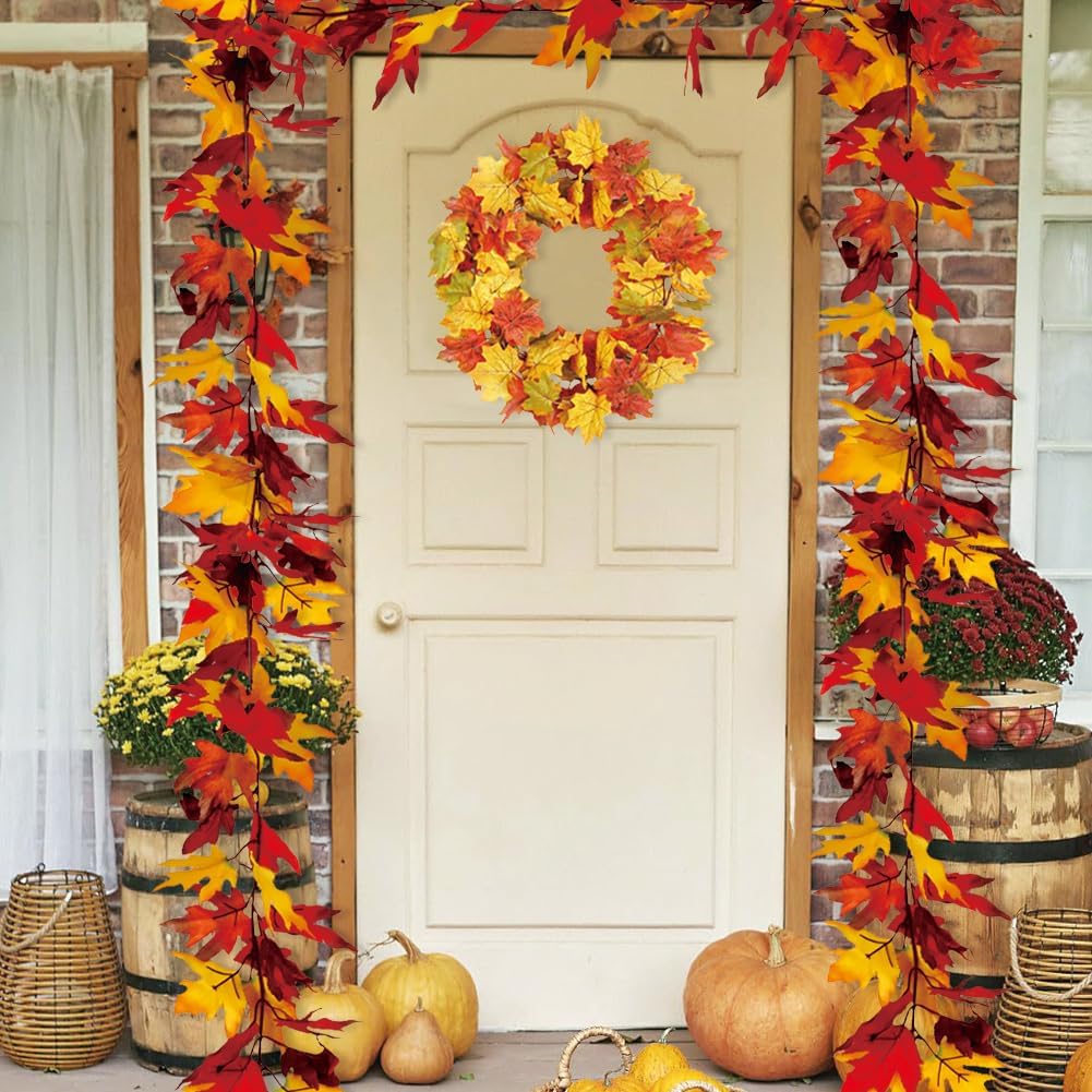 2 Pack Fall Maple Leaf Garland Decor Autumn Hanging Vine Garland(Maple Leaf-Y)12.28 x 11.73 x 2.68 inches
