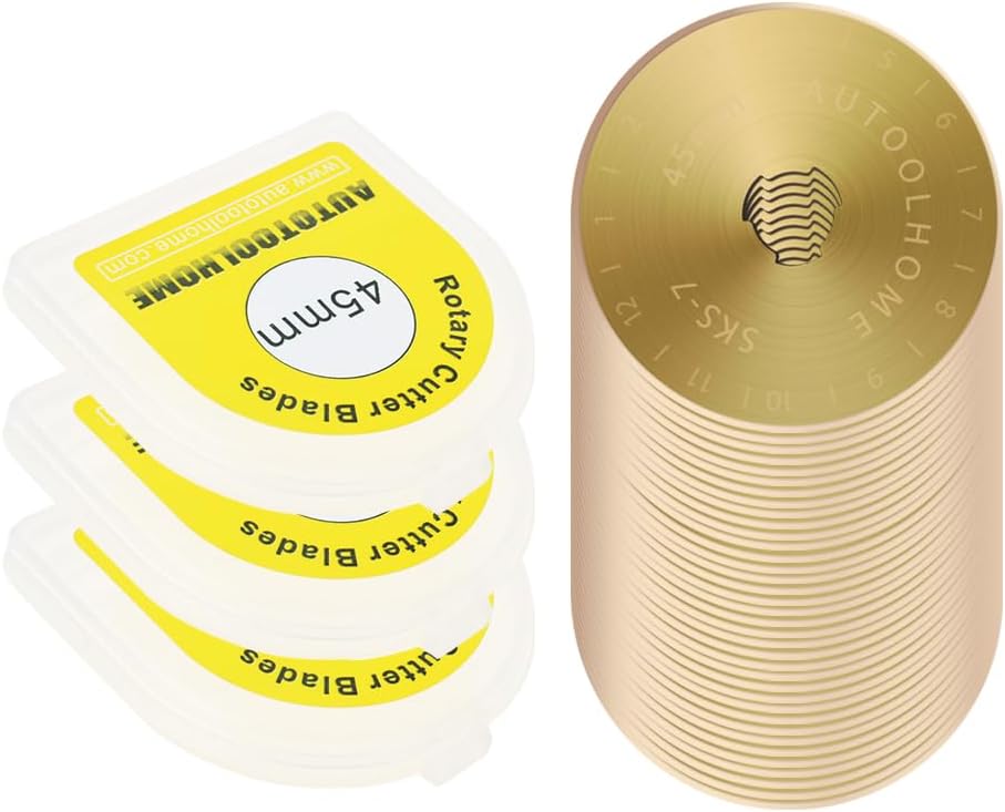 Titanium Coated 45mm Rotary Cutter Blades 50 Pack Replacement Rotary Blades for Fabric Paper Arts Crafts Quilting Scrapbooking Sewing, Sharp and Durable Wholesale