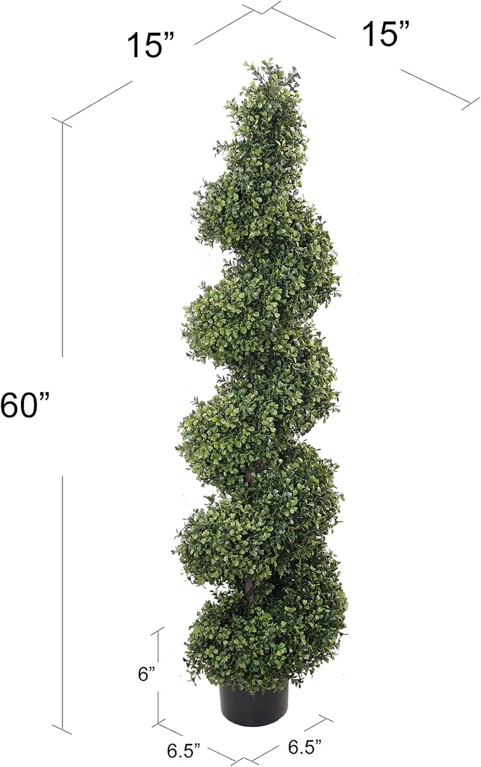 5ft Spiral Boxwood Topiary Tree in Black Pot, Floral Home by Artificial Flowers