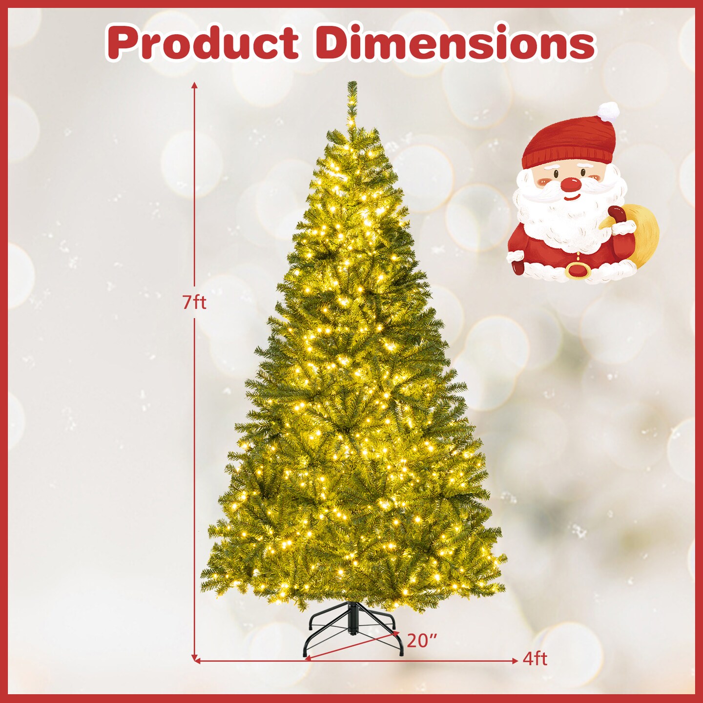 Green PVC and Metal Christmas Tree with 1200 LED Lights and Remote Control
