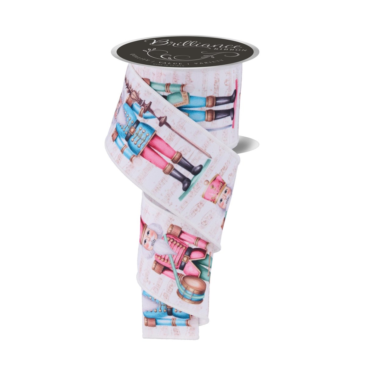 2.5&#x22; LS Nutcracker Ribbon: Ivory/Pink (10 Yards)
