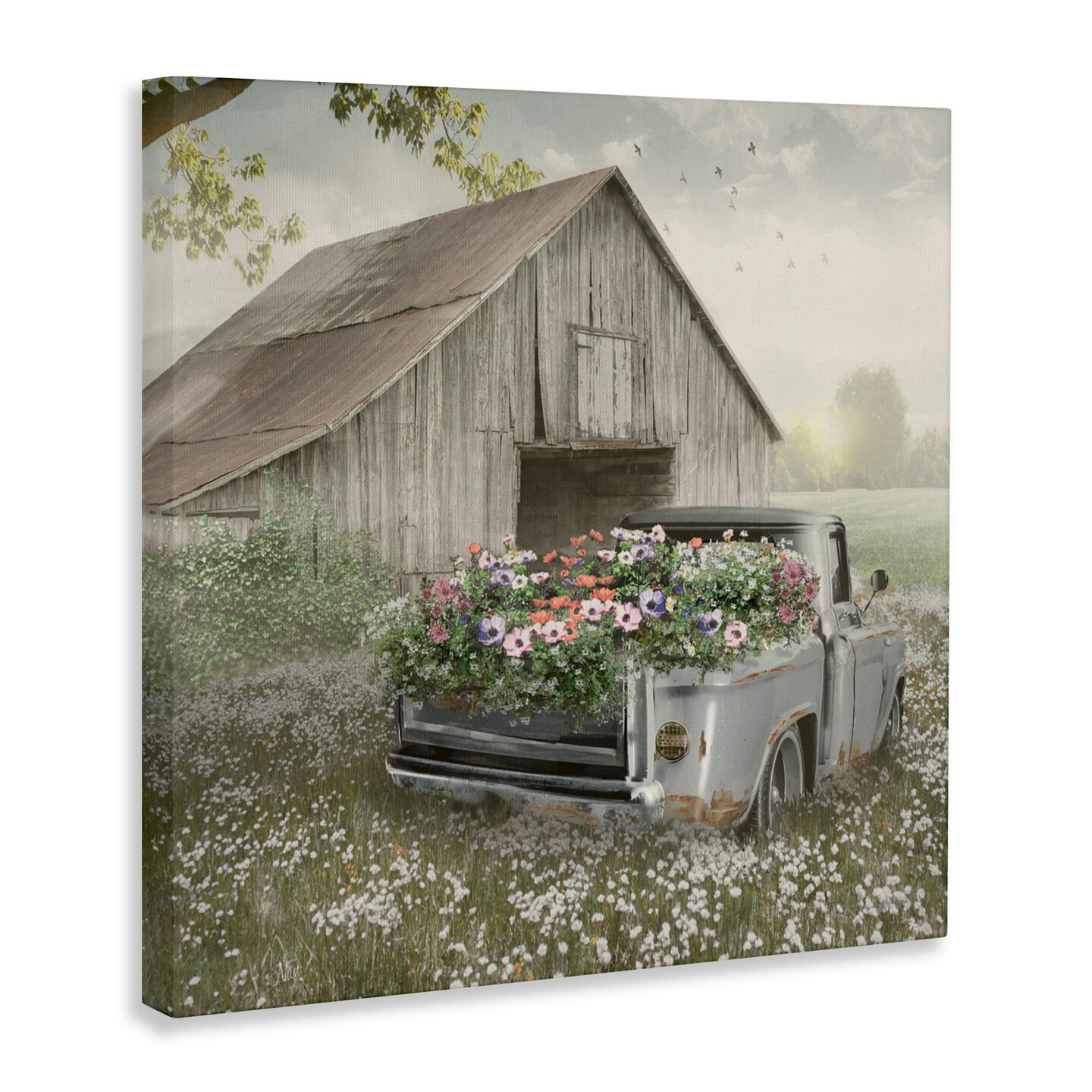 Stupell Industries Gathering Fragrance Flower Truck  Canvas Wall Art, design by Nan