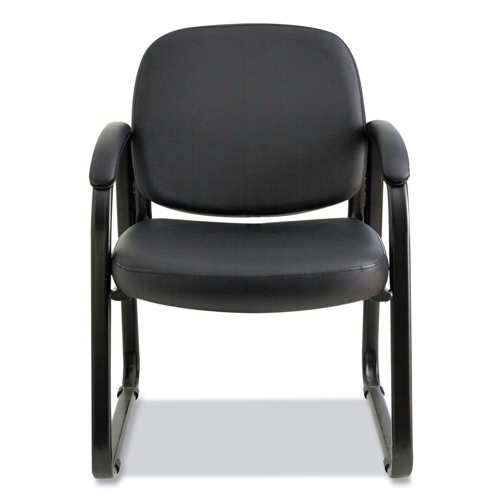 Alera Genaro Series 25 in. x 24.80 in. x 33.66 in. Faux Leather Half-Back Sled Base Guest Chair - Black