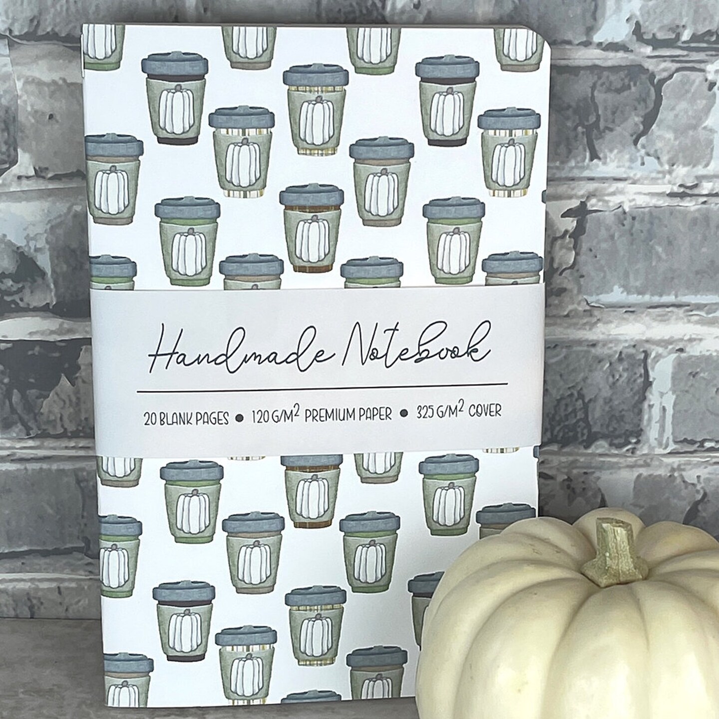 Edge Collections - 8&#x22; x 5.25&#x22; - White - Pumpkin Spice Pattern Journal for Seasonal Writing - 1 Piece