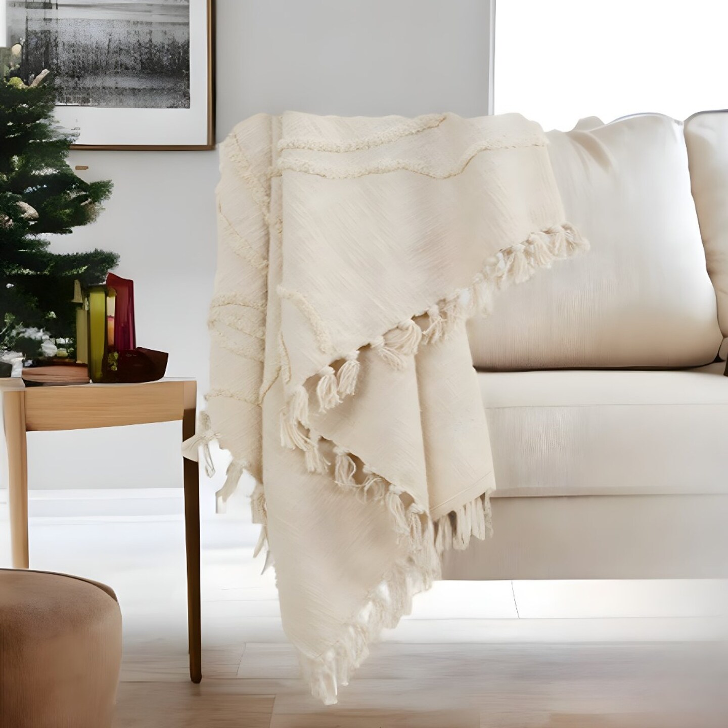 Edge Collections - 50" x 50" - White - Cozy Textured Throw Blanket for Inviting Spaces - 1 Piece