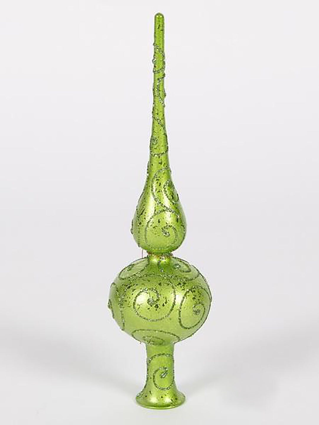 12&#x22; Lime Green Finial Topper with Lime Green Glitter