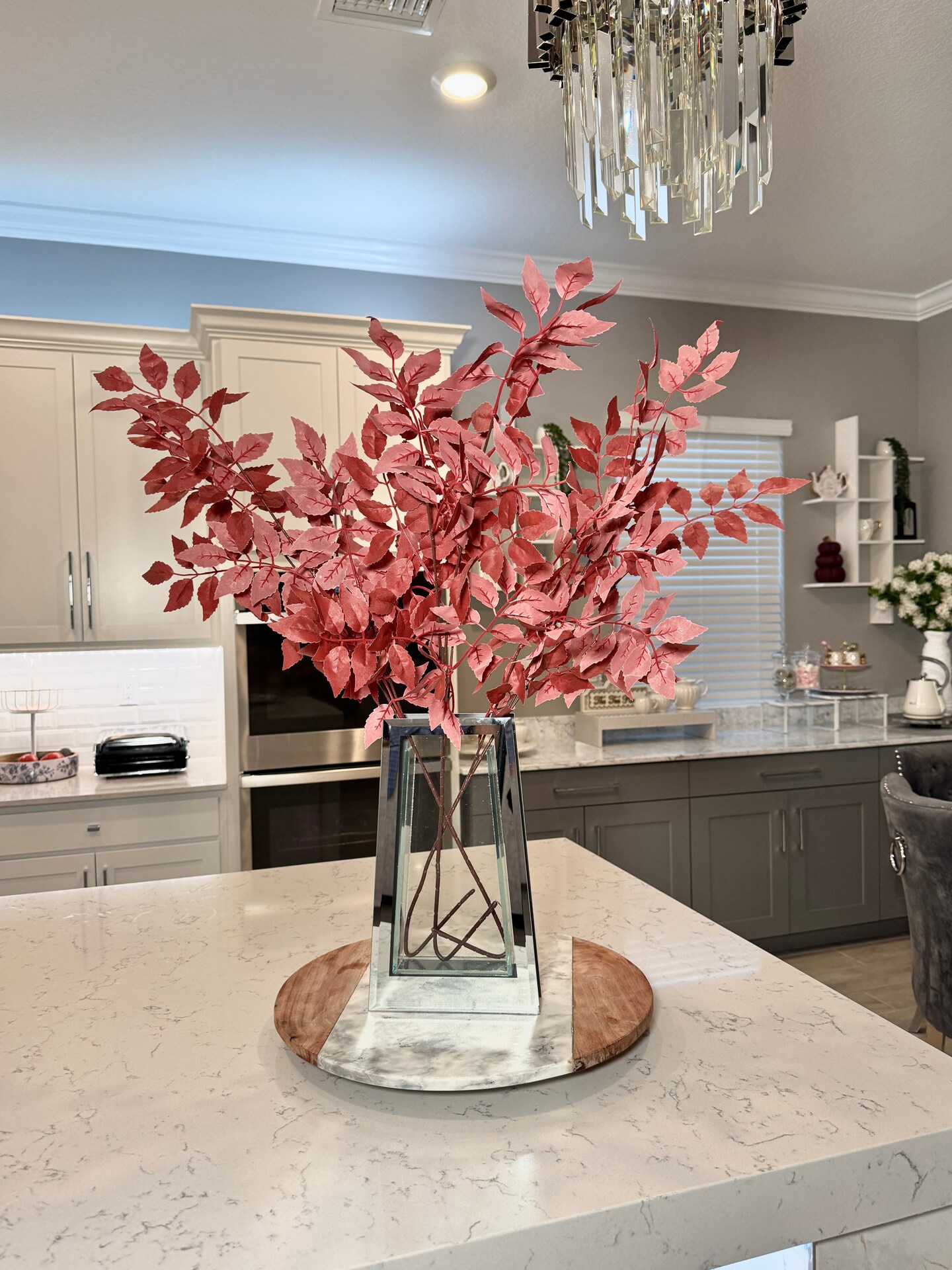 Faux Autumn Leaf Branch Red Burgundy 3 Pack Bundle 36&#x27;&#x27;