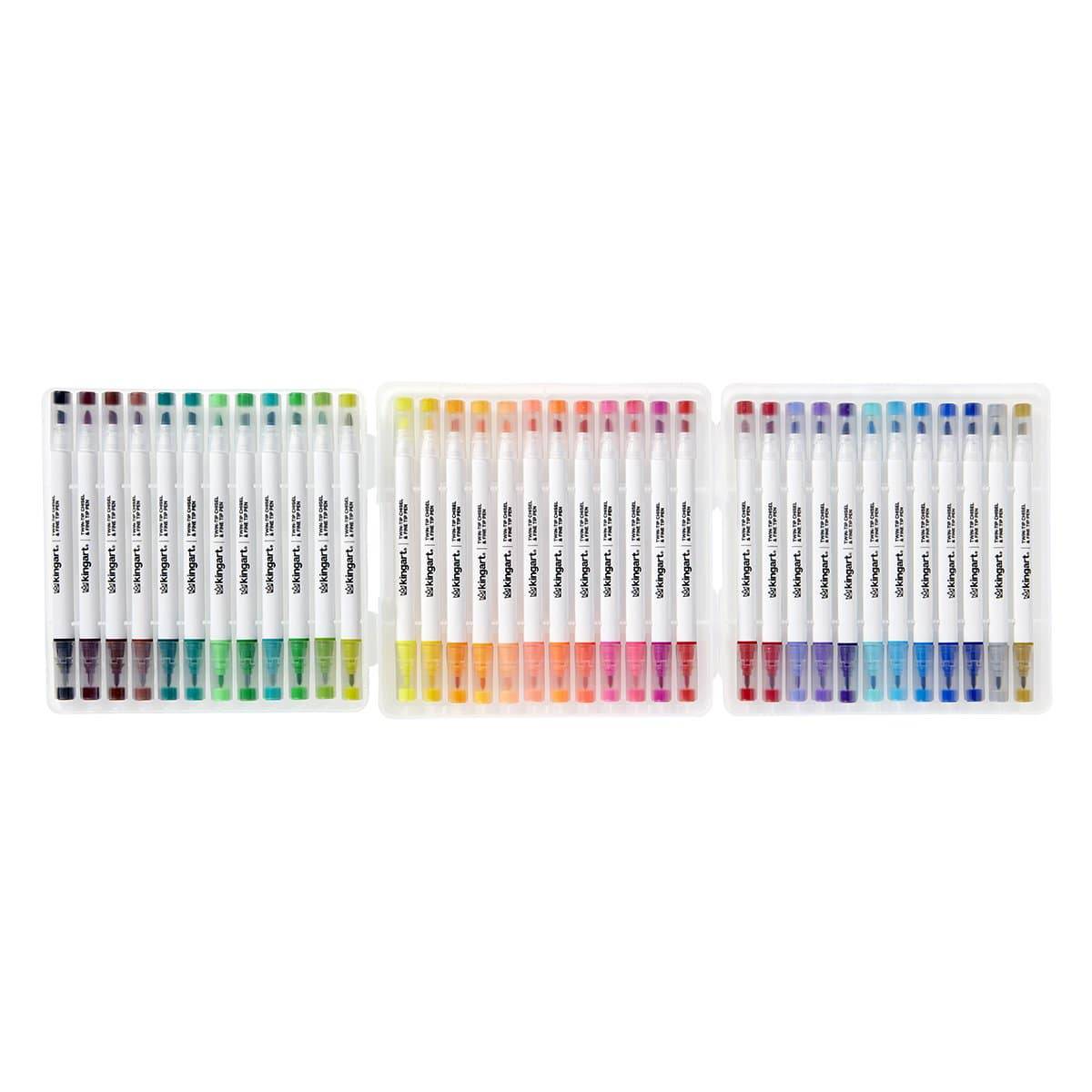 KINGART&#xAE; Twin-Tip Chisel &#x26; Fine Markers, Set of 36 Colors