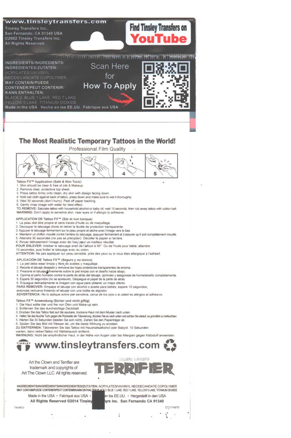 NEW: Terrifier 3 - Tattoo - Vintage Art The Clown