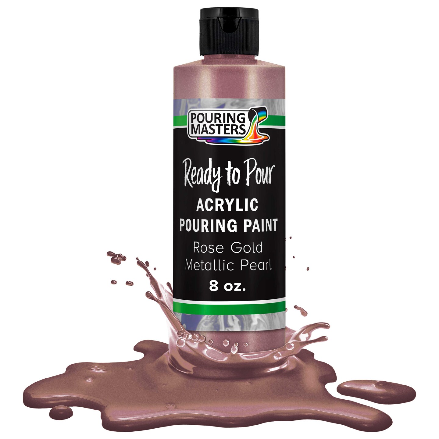 Pouring Masters Rose Gold Metallic Pearl Ready to Pour Acrylic Pouring Paint - Premium 8-Ounce Pre-Mixed Fluid Acrylic Paint - Fluid Art Supplies for Canvas, Wood, Paper, Tile &#x26; Rocks