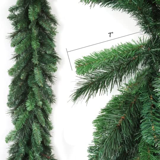 Set of 2: Artificial Deluxe Evergreen Garland with 210 Realistic Tips | 9-Foot | Indoor/Outdoor Use | Festive Accents | Christmas Garlands | Home &#x26; Office Decor - 2024 Christmas Collection, Floral Home by Artificial Flowers