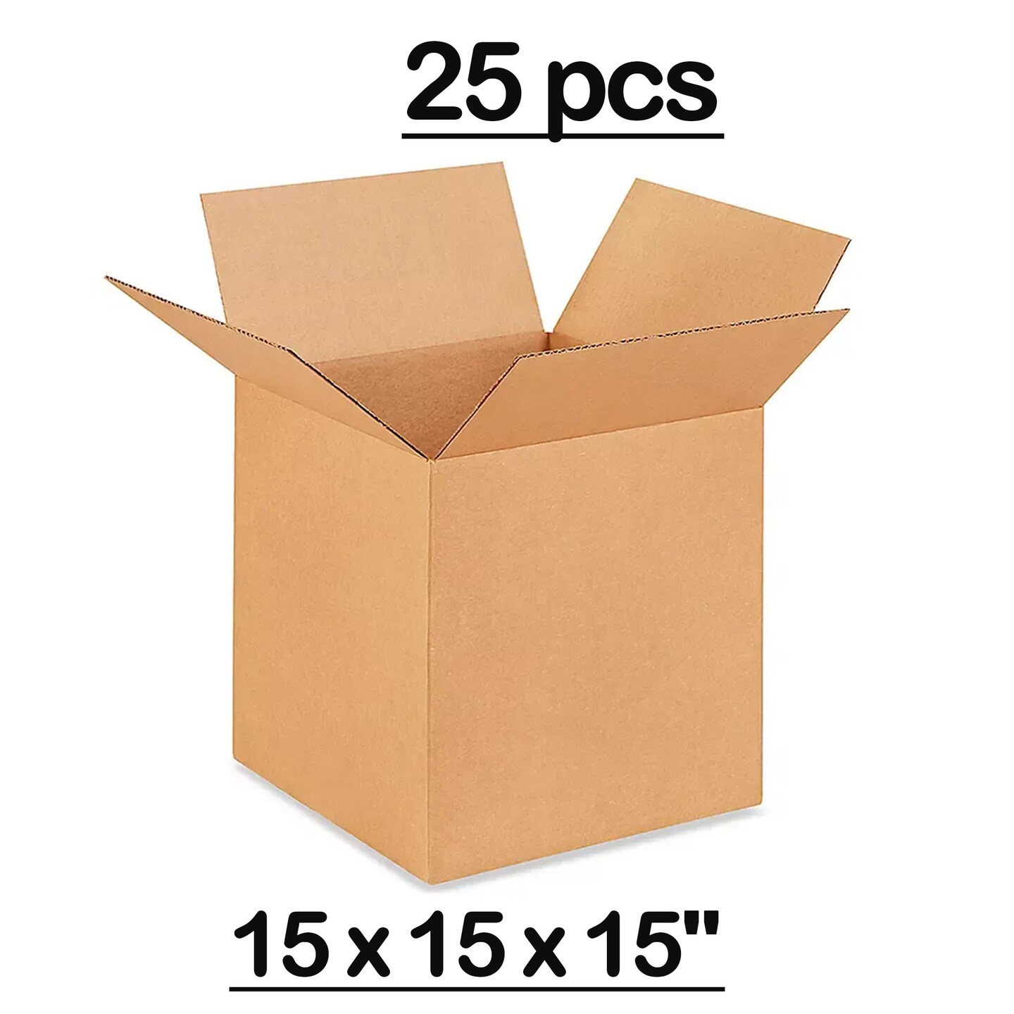 25 pcs Corrugated Shipping Boxes Durable Kraft Case 15 x 15 x 15 Inch