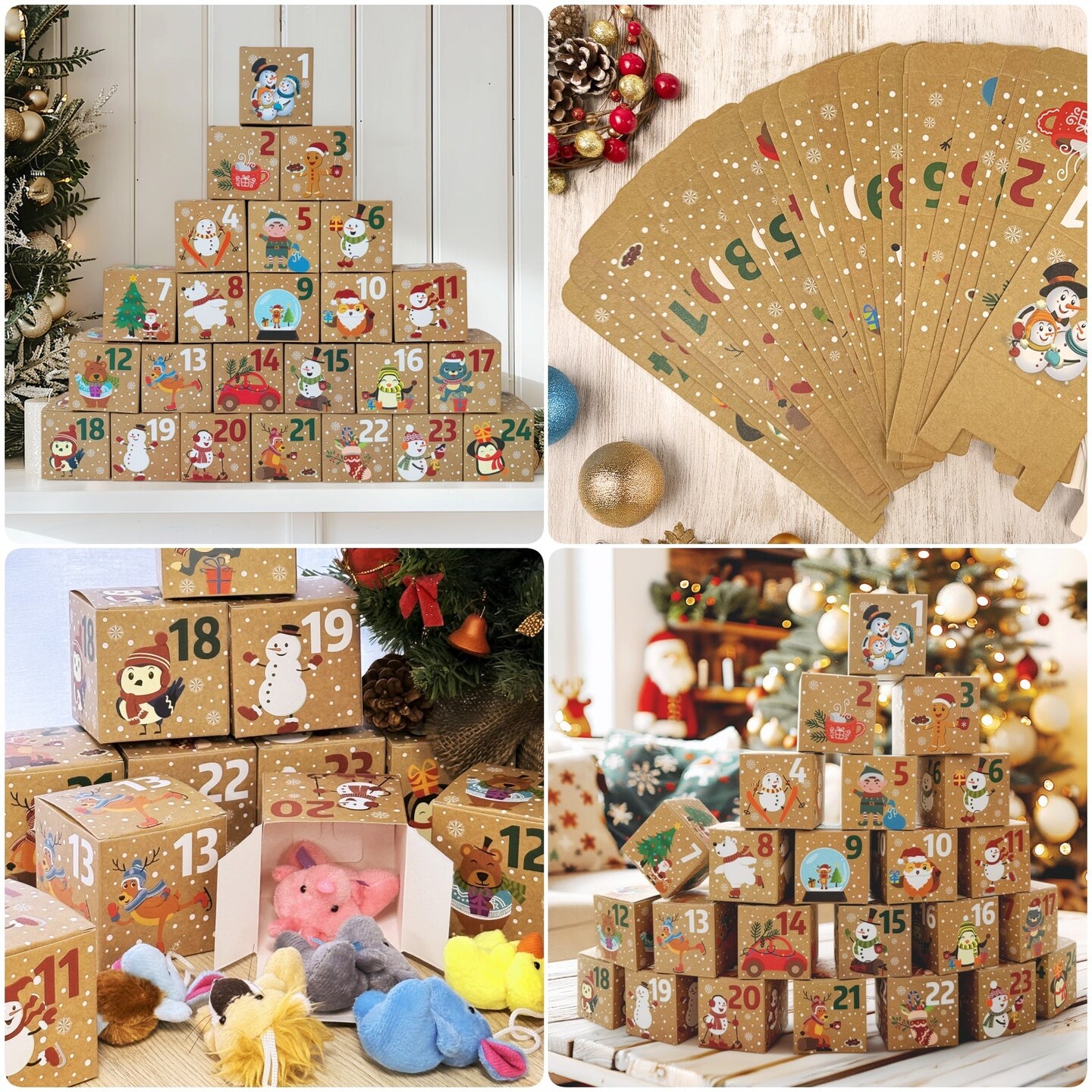Wrapables Christmas Advent Calendar Countdown Gift Boxes, Winter Buddies