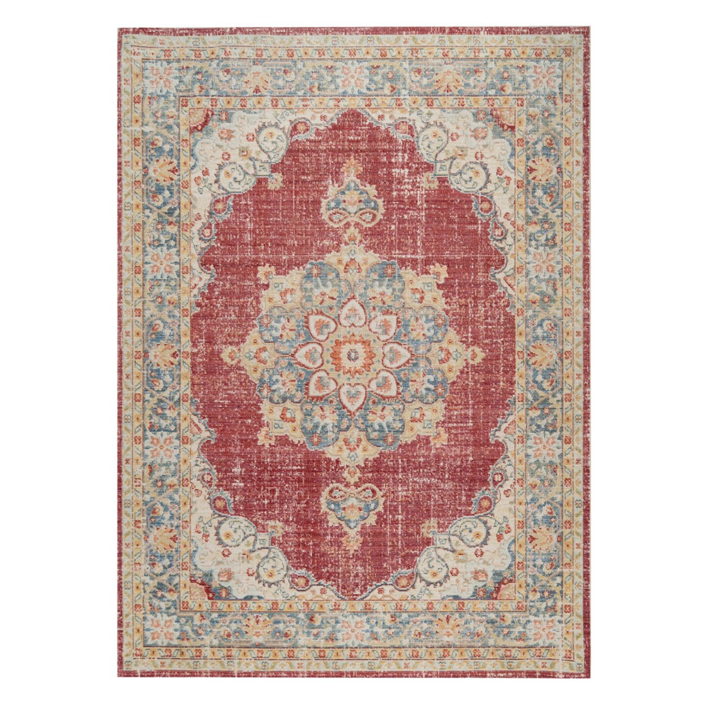Edge Collections - 8' X 10' - Orange - Medallion Design Area Rug for Home Warmth - 1 Piece