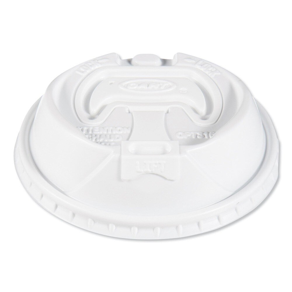 Dart Optima Reclosable Lids for Paper Hot Cups fits 10 oz. - 24 oz. Cups - White (1000/Carton)