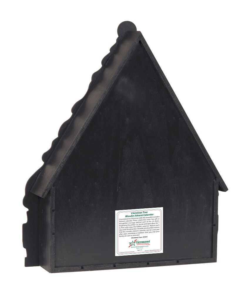 Christmas Tree Wooden Advent Calendar - Countdown to Christmas - Use Year After Year - Family Heirloom - 17" x 19 1/2" by Vermont Christmas Company