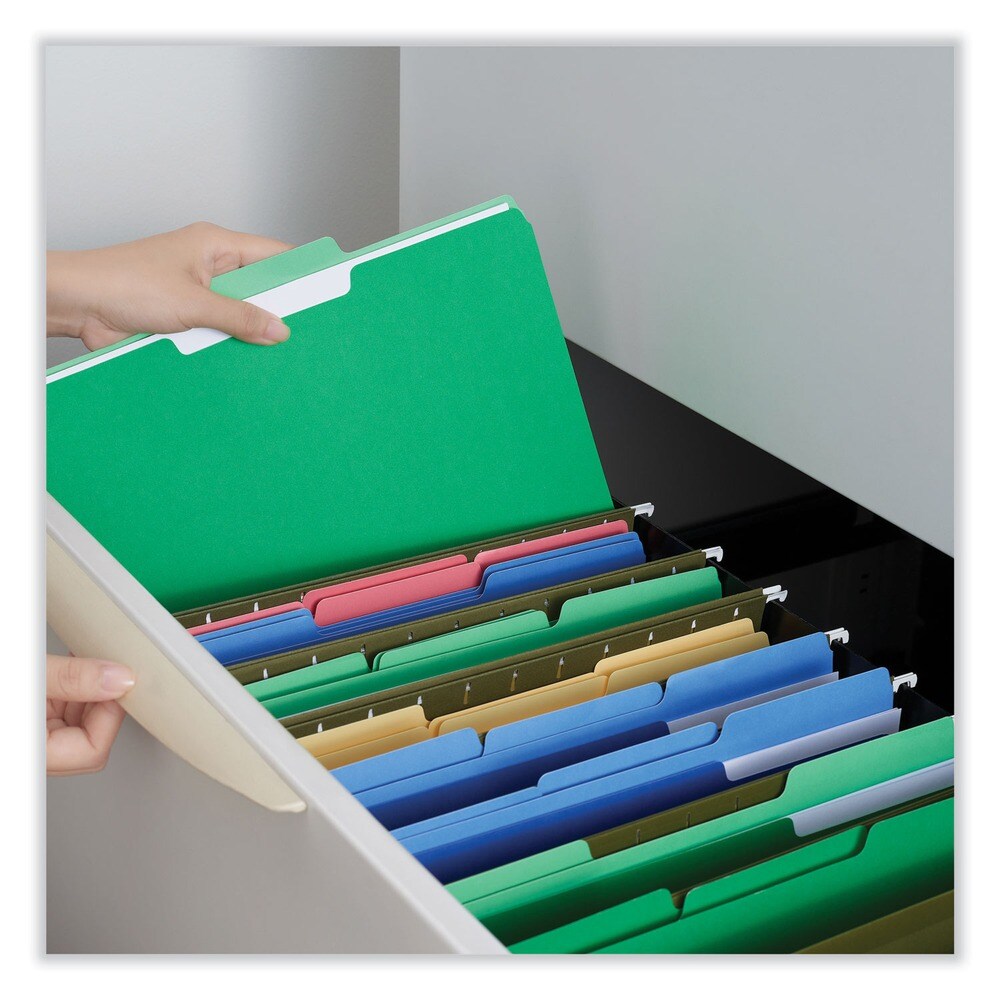 Universal 1/3-Cut Tabs Legal Size Interior File Folders - Green (100/Box)