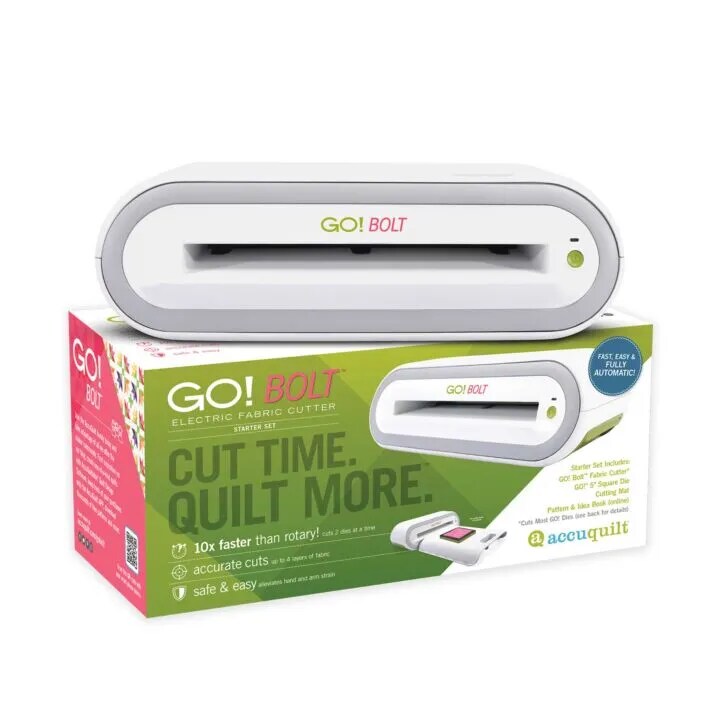 AccuQuilt GO! Bolt™ Electric Fabric Cutter Starter Set – Compact, Portable Cutting for Quilting