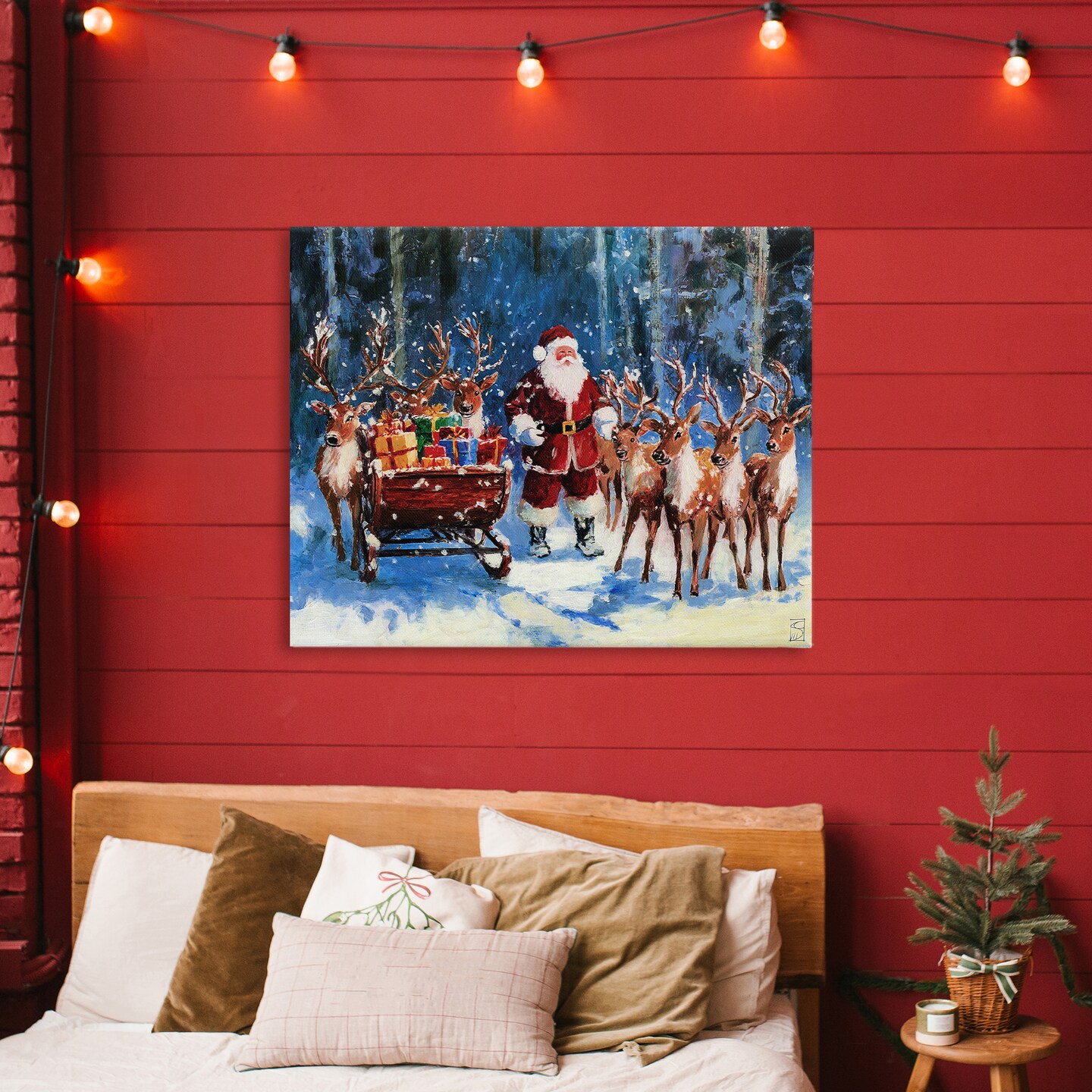Stupell Industries Santa Reindeer & Sleigh Canvas Wall Art, design by Sara Culpepper