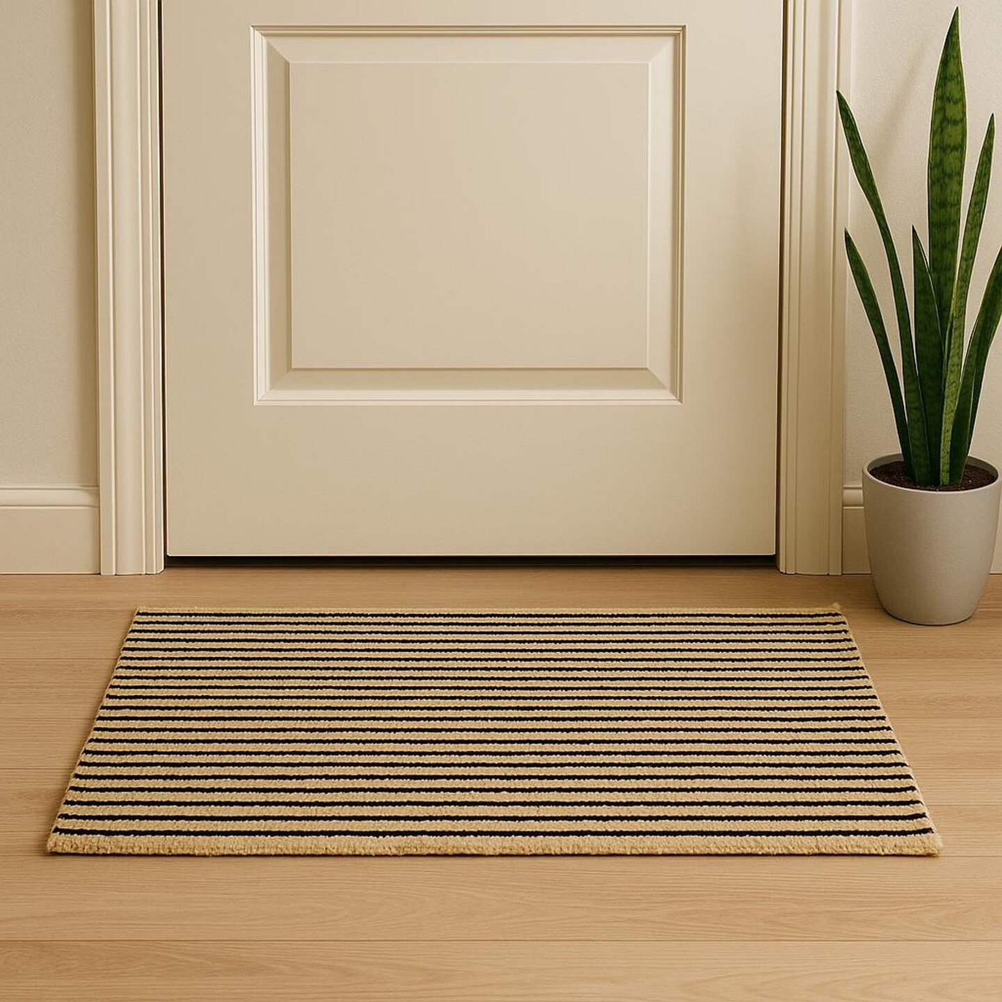 Edge Collections - 2' X 3' - Black - Hand Woven Jute Striped Area Rug for Casual Spaces - 1 Piece