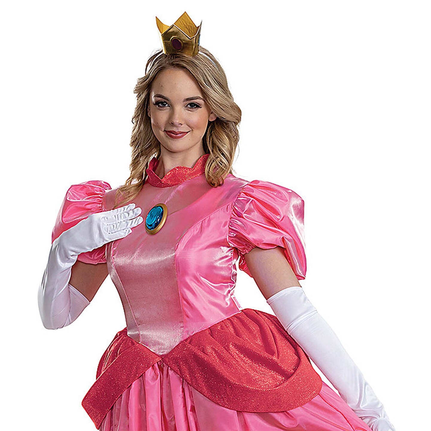 Womens Elevated Princess Peach Adult Halloween Costume Pink Dress