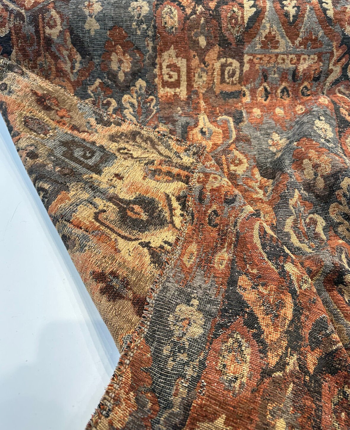 1 Yard Rust Tribal Chenille Upholstery Fabric Heavyweight Durable 70% Polyester Chenille & 30% polyester 56 Inches Width