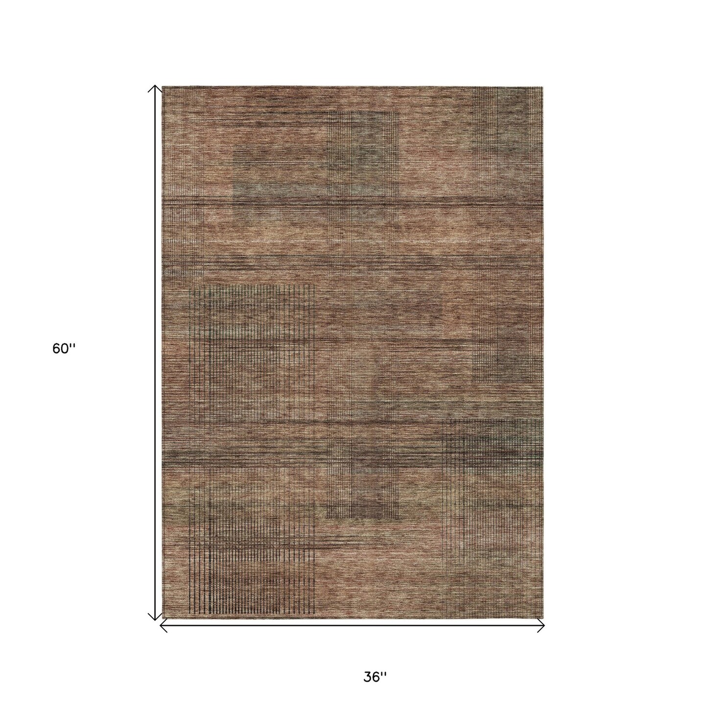 Edge Collections - 3' x 5' - Brown - Striped Area Rug Washable Indoor and Outdoor Use - 1 Piece