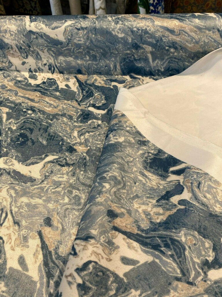 1 Yard Upholstery Velvet Fabric Marble Gate Blue Cerulean Durable Latex Backed 100% Polyester 54 Inch Width