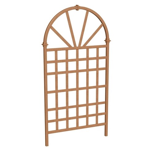 77-inch Outdoor Vinyl Garden Trellis with Arched Top and Lattice Panel for Climbing Plants