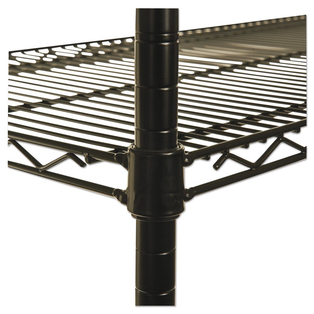 Alera NSF Certified Industrial 48 in. x 18 in. x 72 in. 4-Shelf Wire Shelving Starter Kit - Black