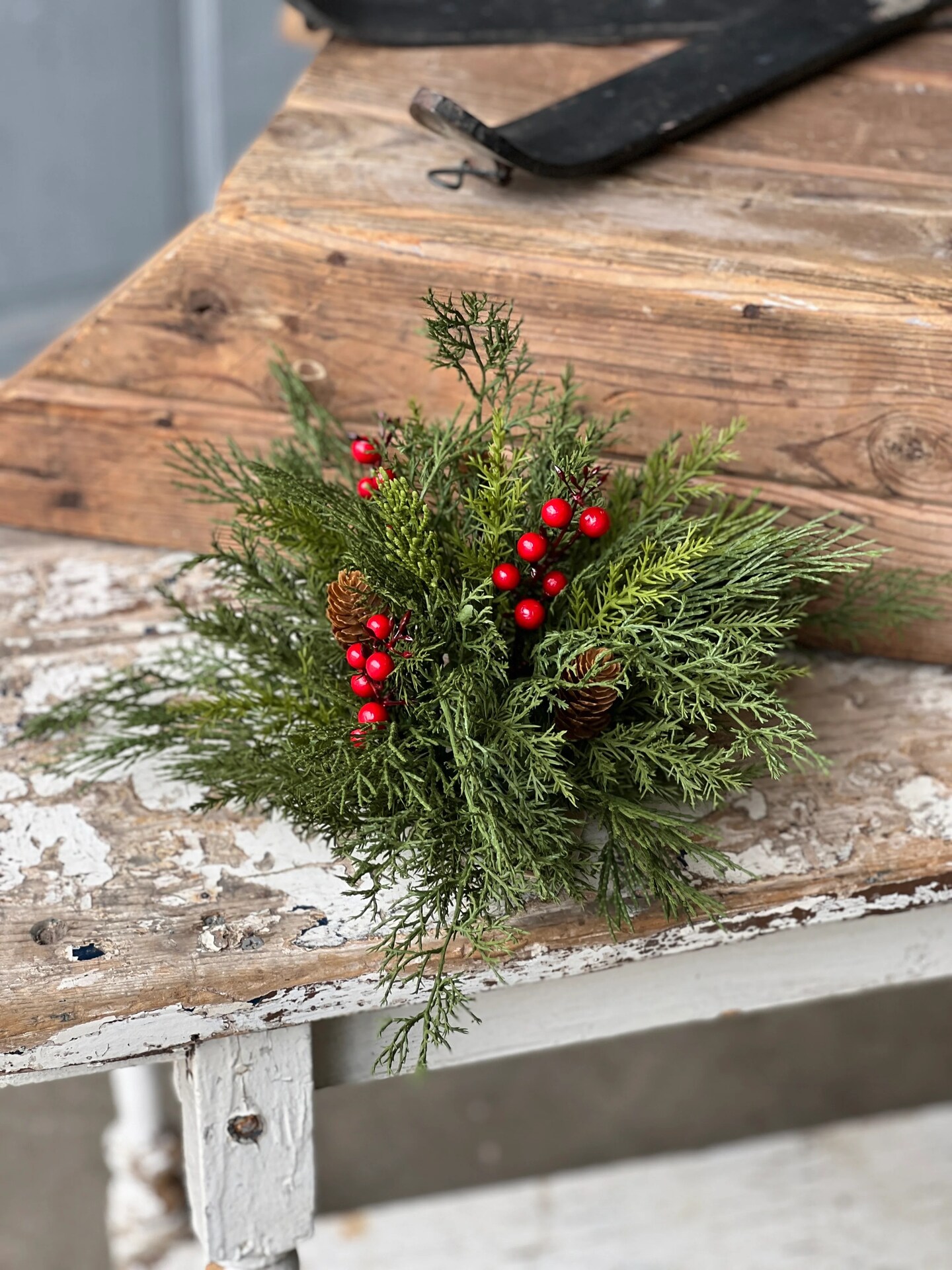 Winterberry Cedar Half Sphere | Topper 11&#x22;