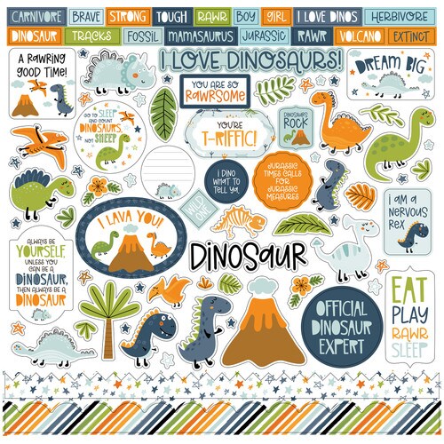 Echo Park Dino-Mite 12 x 12 Element Sticker Sheet