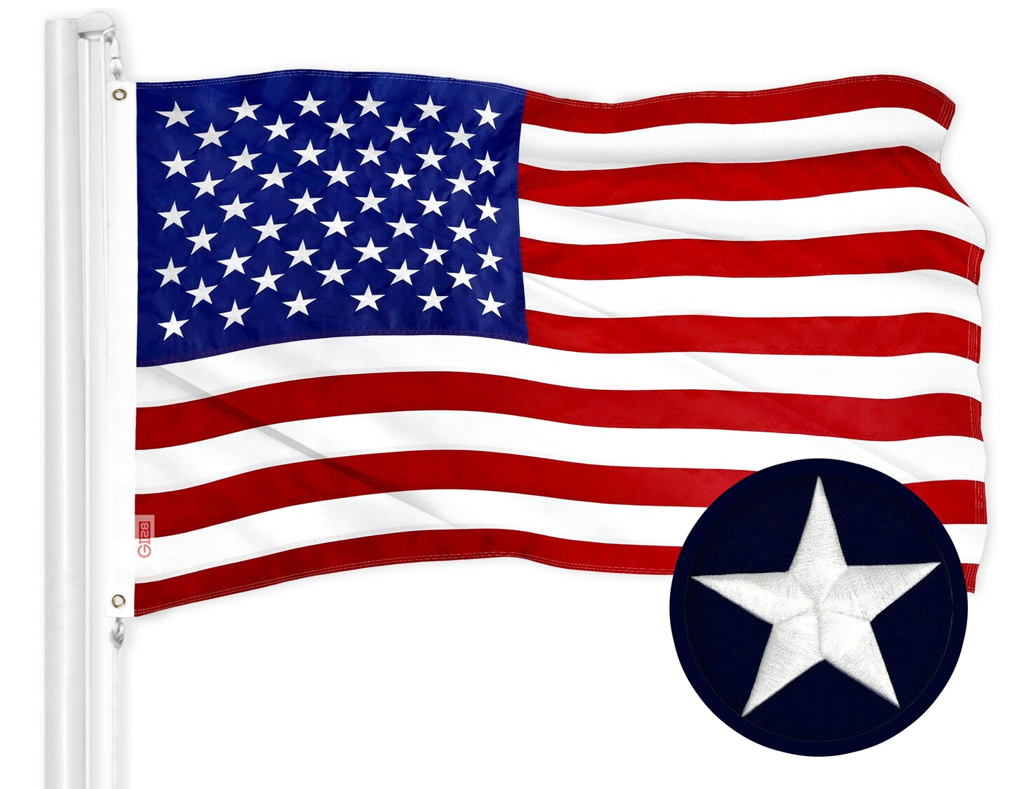 G128 Combo Pack: American USA Flag 2.5x4 Ft &#x26; Indiana IN State Flag 2.5x4 Ft | Both ToughWeave Series Embroidered Polyester, Embroidered Design, Indoor/Outdoor, Brass Grommets