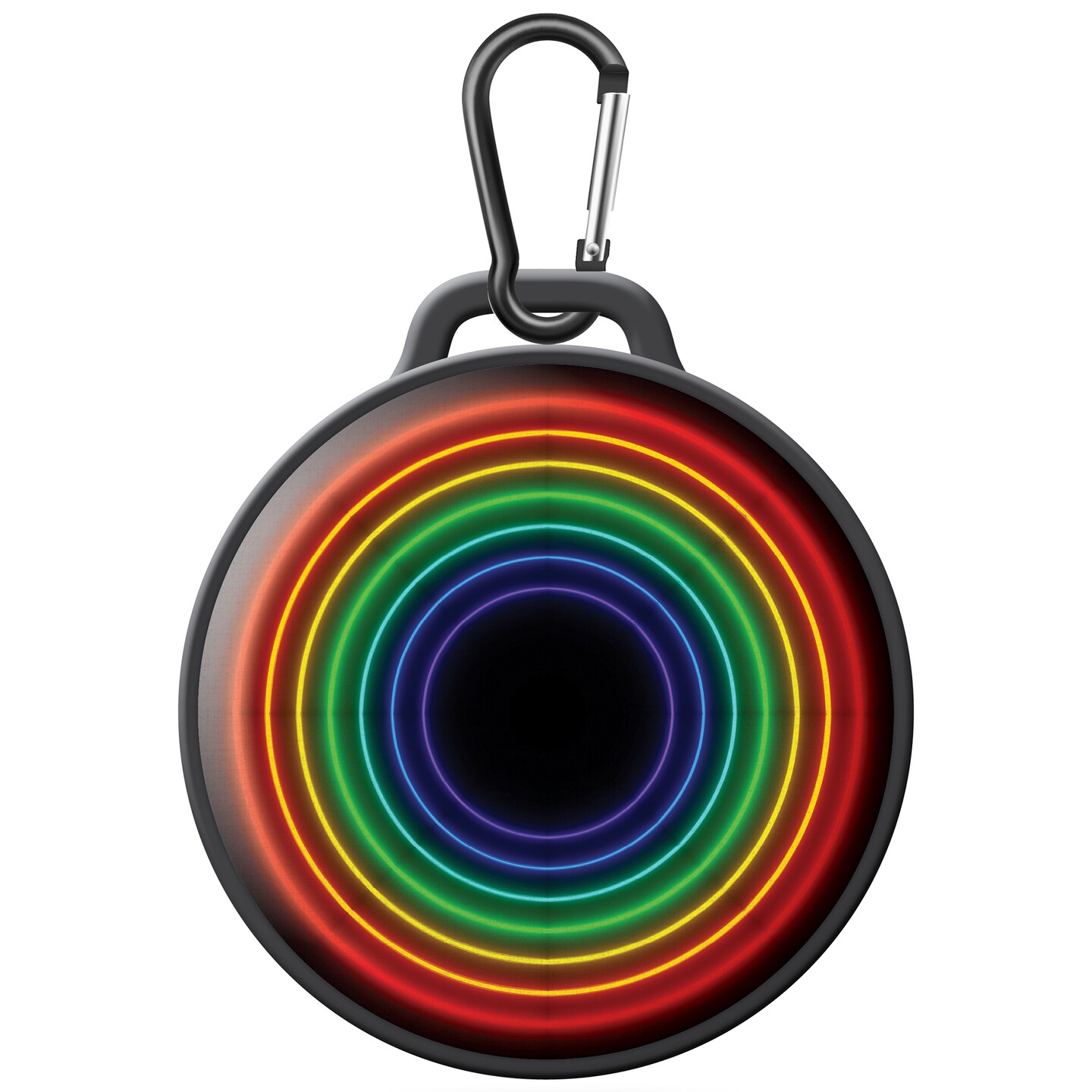 Watchitude: Jammed 2 Go - Rainbow Wave - Round Bluetooth Speaker, Water Resistant, Carabiner For Transport, 3 Hrs Of Sound Per Charge, 3.66x1.73&#x22;