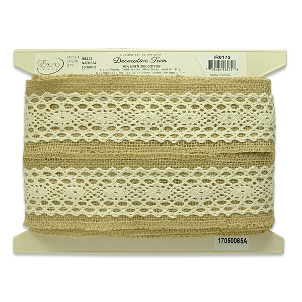 5 Yards of Annalie Jute Lace Trim | 5 yard cut