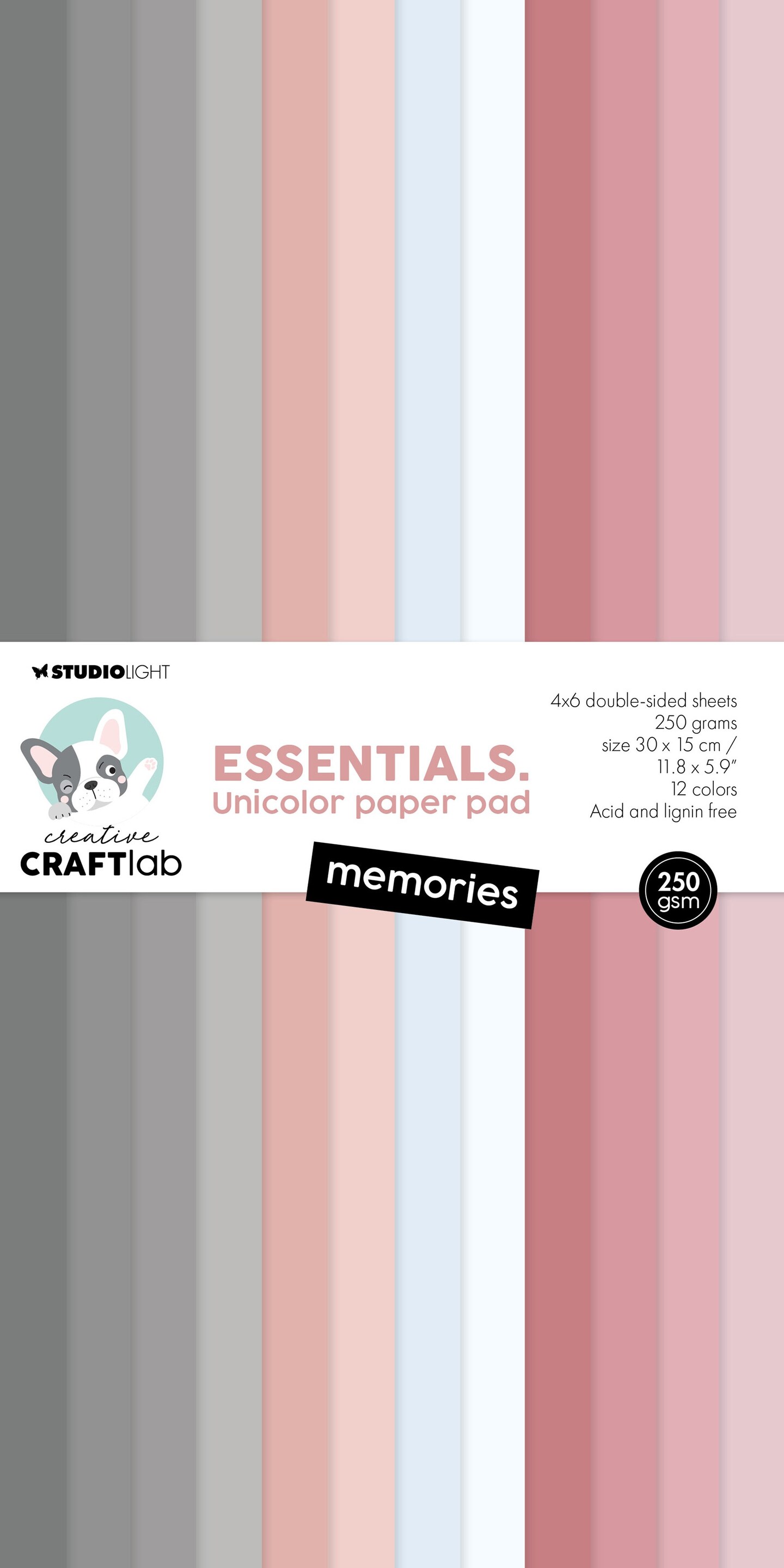 Studio Light Essentials Unicolor Paper Pad 11.81"X5.9" 24/Pk-Nr. 240 ...