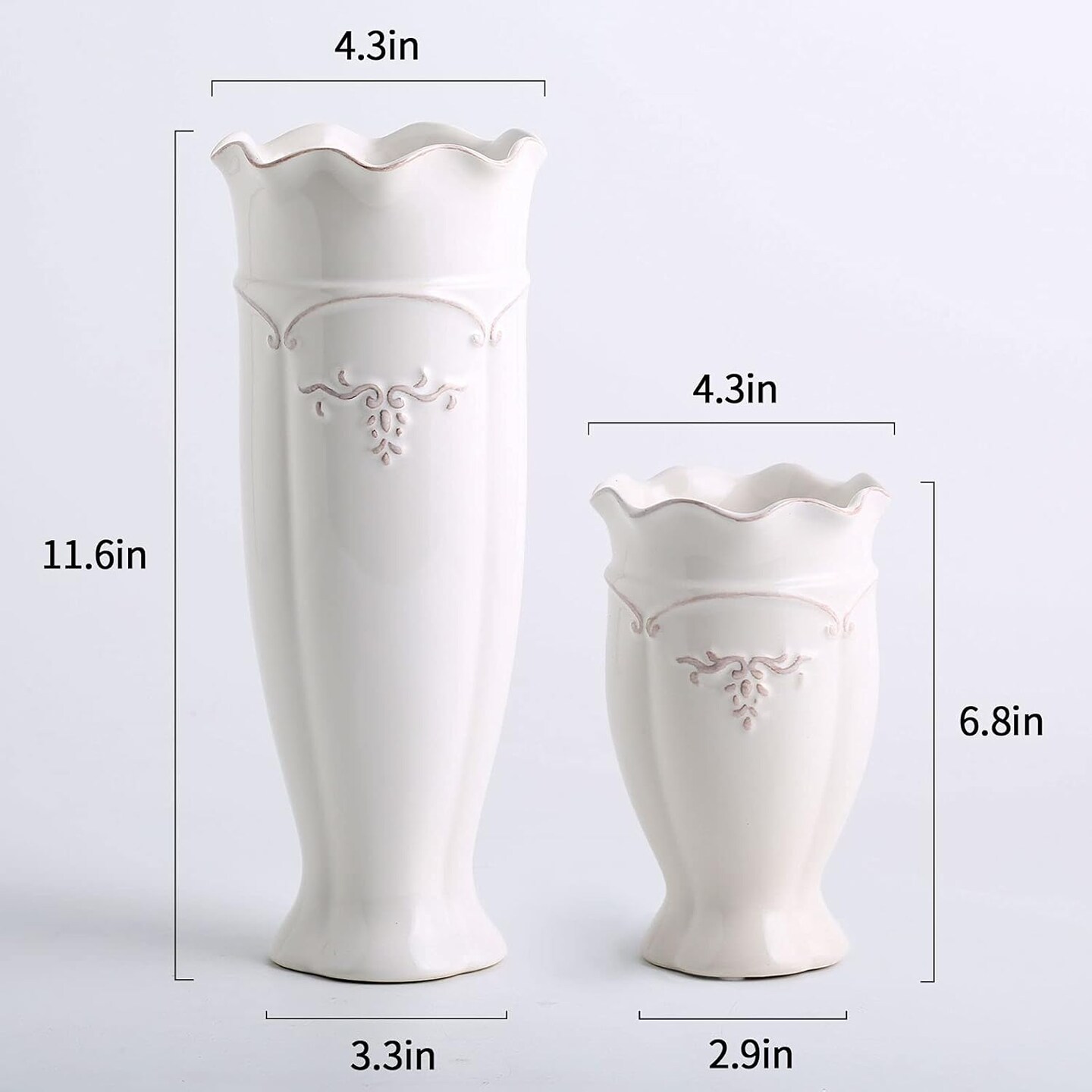 White Vase for Flowers, Ceramic vase for Home Decor