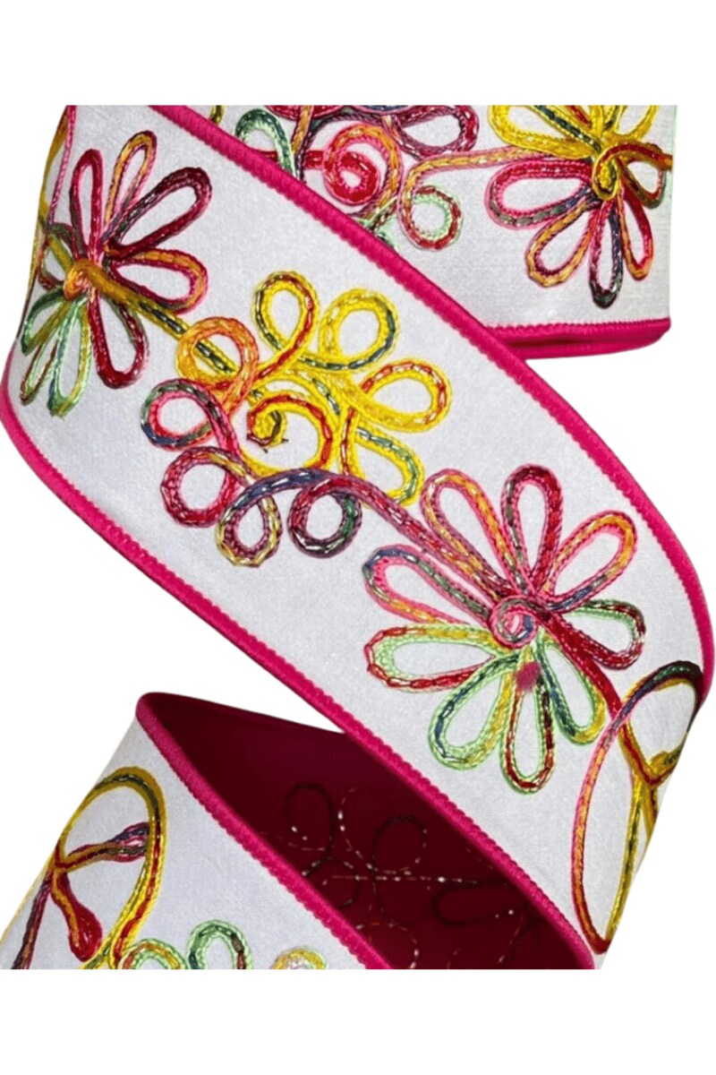 2.5&#x22; Whimsy Hippie Ribbon: Hot Pink (10 Yards)
