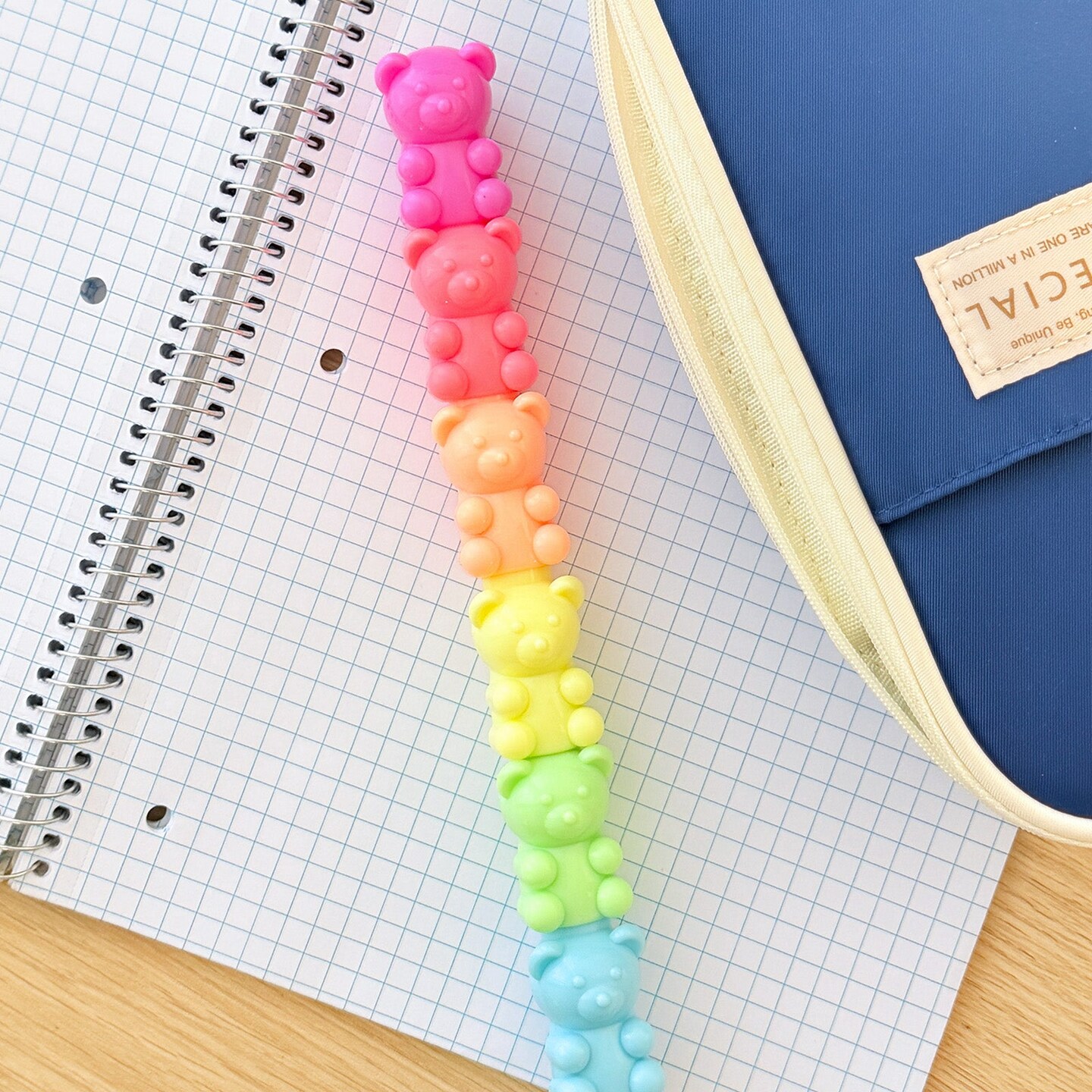 Wrapables Mini Stackable Highlighters, Cute Multi-color Markers, Teddy Bears