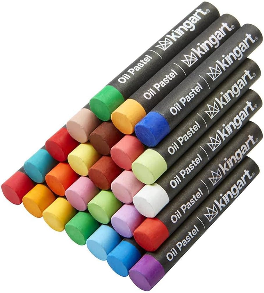 OIL PASTELS, Set of 60 Round Sticks (2.3&#x22; x 0.3&#x22;), Smooth, Vibrant Colors for Paper, Canvas, Wood, Non-Toxic, 60 Colors